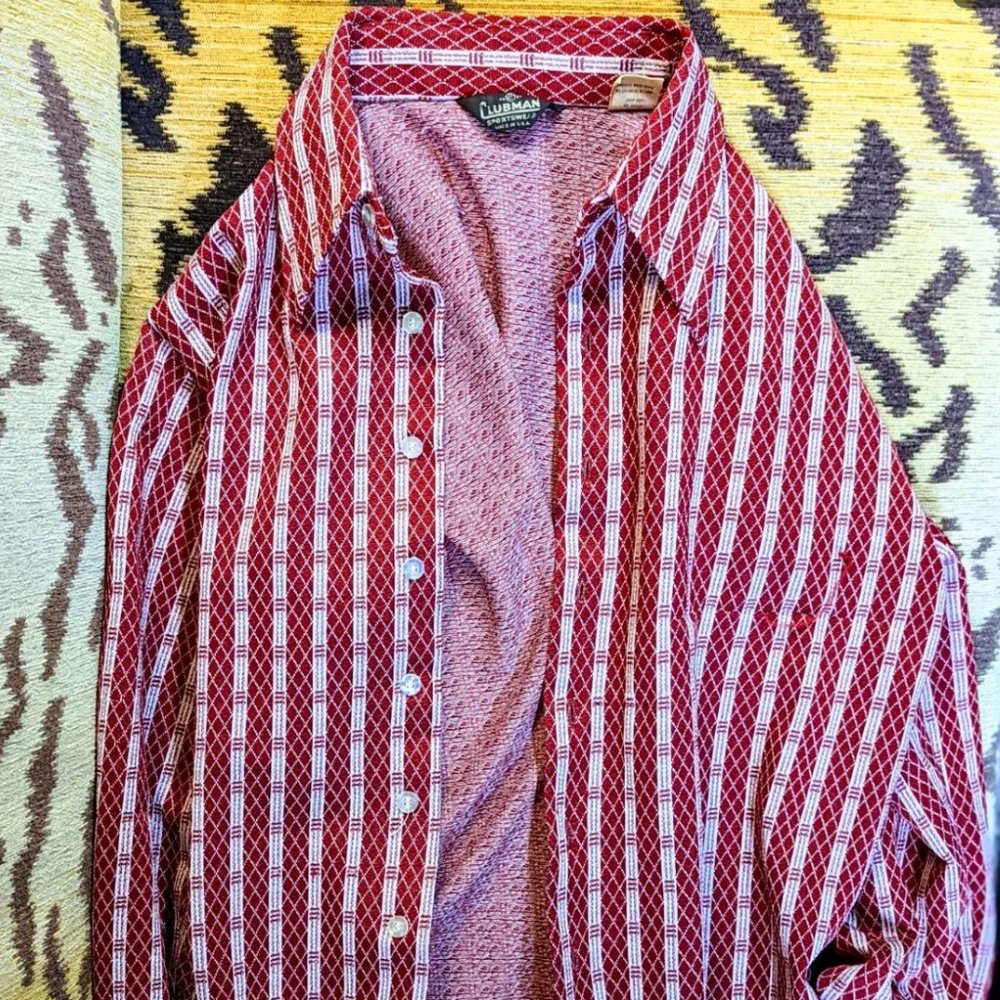 Vintage 1960's Clubman Sportswear Button Shirt Rockabilly Polyester Perma